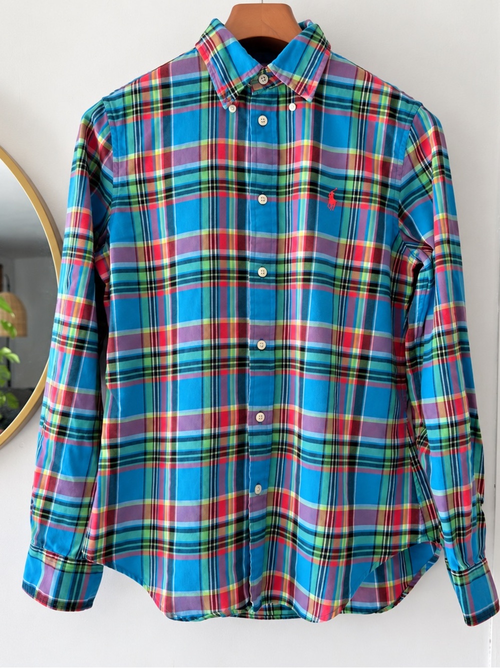 Polo Ralph Lauren Women’s Size 8 Blue Multicolor Plaid Button Down Shirt